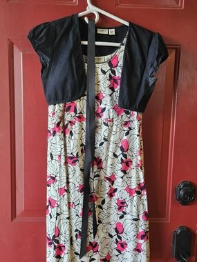Cato Black Bolero with Cream, Pink & Black Floral Dress